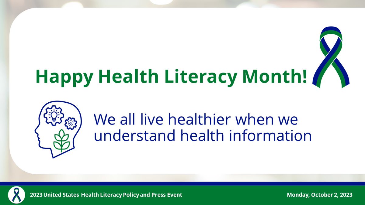 Happy October Health Literacy Month!
#HealthLiteracyAwarenessMonth #SupportGreenandBlue #HealthLiteracyAdvocacy
