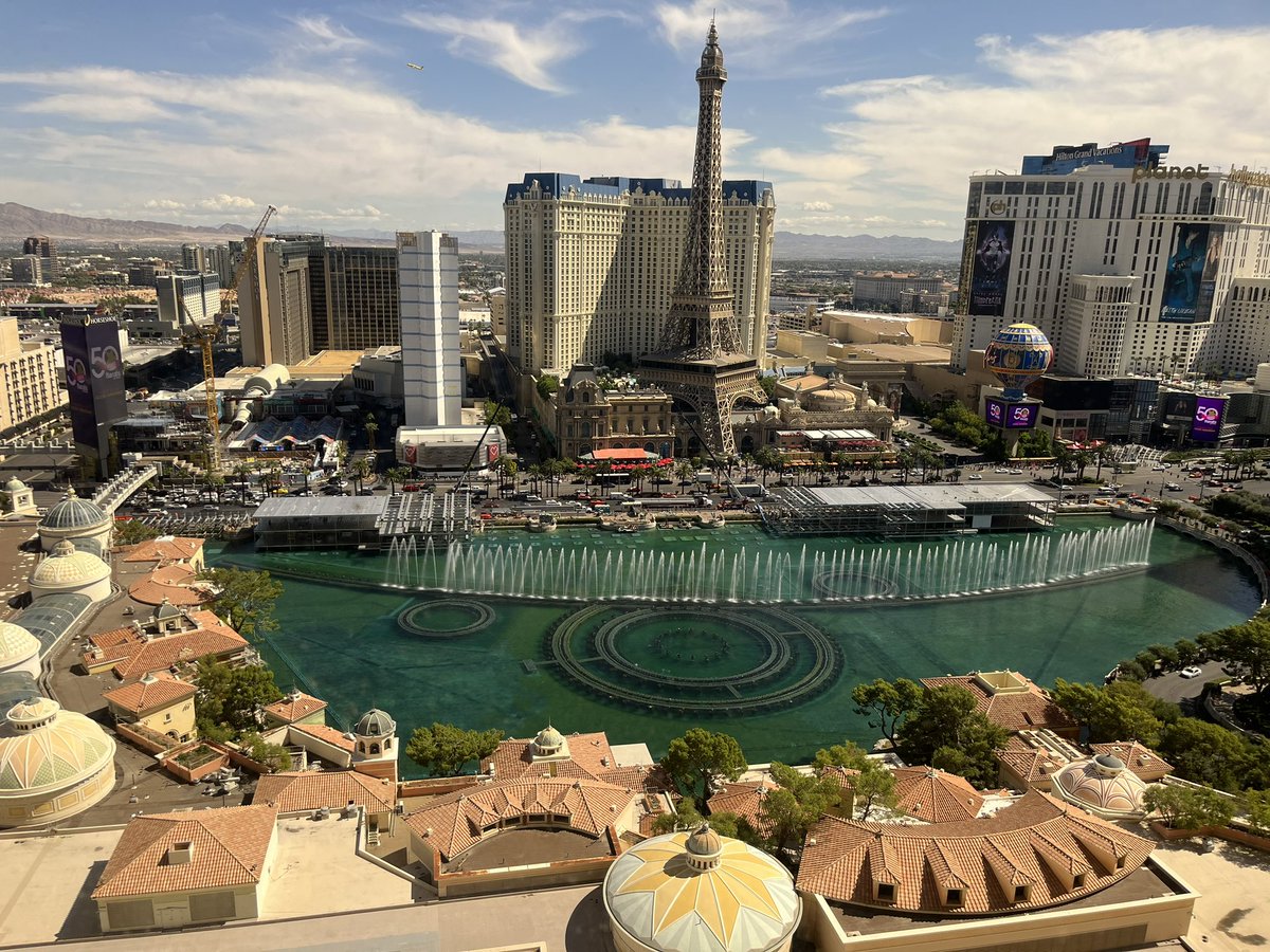 Check out the stands they are building in front of the <a href="/Bellagio/">Bellagio Las Vegas</a> for the Formula 1 race! Crazy! #Formula1