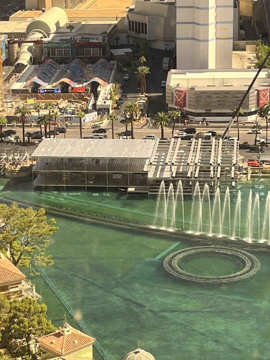 J_will201's tweet photo. Check out the stands they are building in front of the @Bellagio for the Formula 1 race! Crazy! #Formula1 https://t.co/k76rAYA7Ir