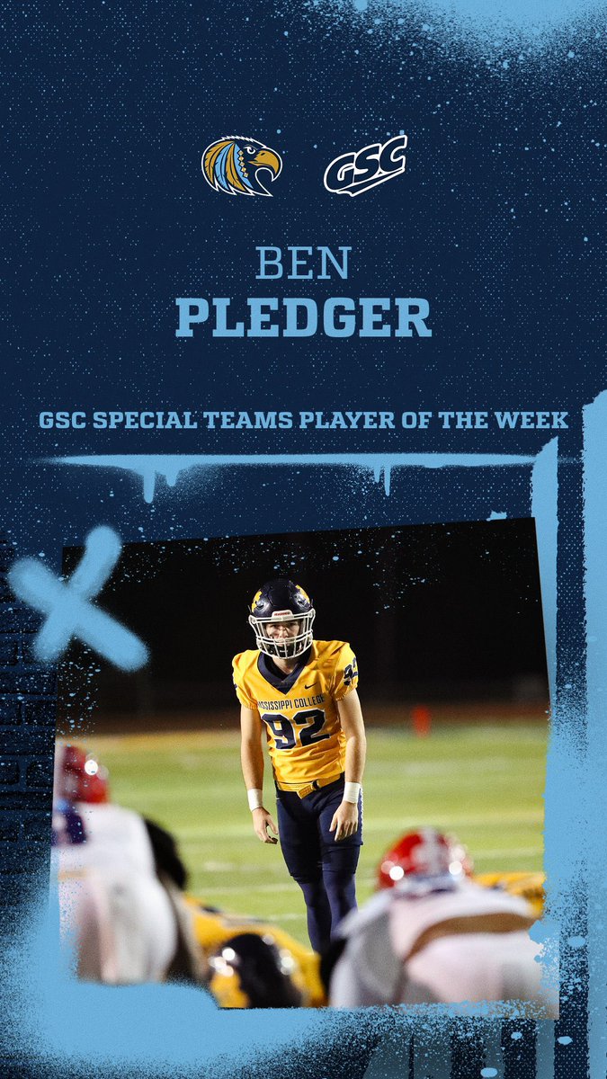 GoChoctaws_FB's tweet photo. Congrats to @BenPledger3 for being named GSC Special Teams Player of the Week for the second time this season! https://t.co/c0HpWyklJs
