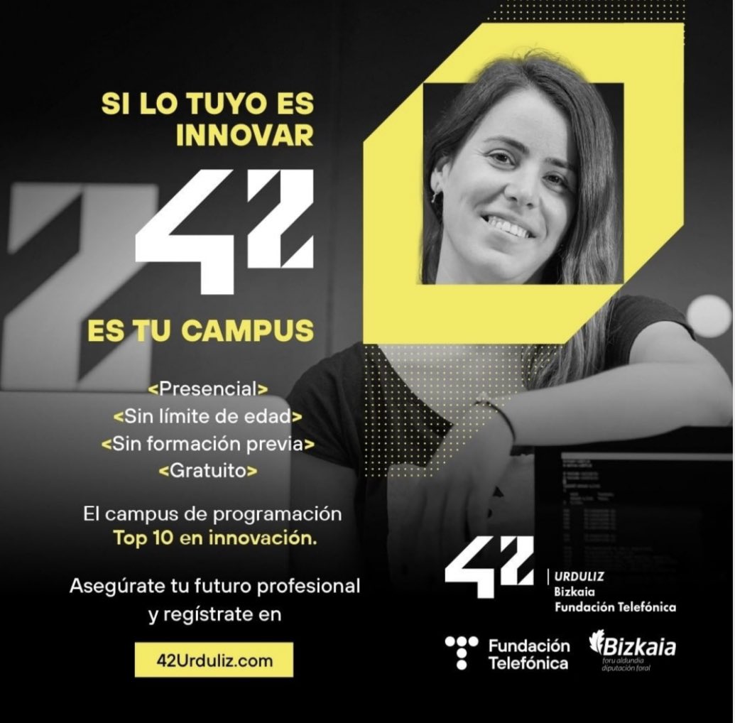 👩‍💻🧑‍💻<a href="/42UrdulizFTef/">42 Urduliz Bizkaia</a>-en (Bizkaia) parte hartzeko ez duzu aldez aurreko ezagutzarik edo inolako titulaziorik behar, 18 urte baino gehiago izan behar dituzu, ikasteko gogoa, jarrera eta iraunkortasuna.

👉 42urduliz.com