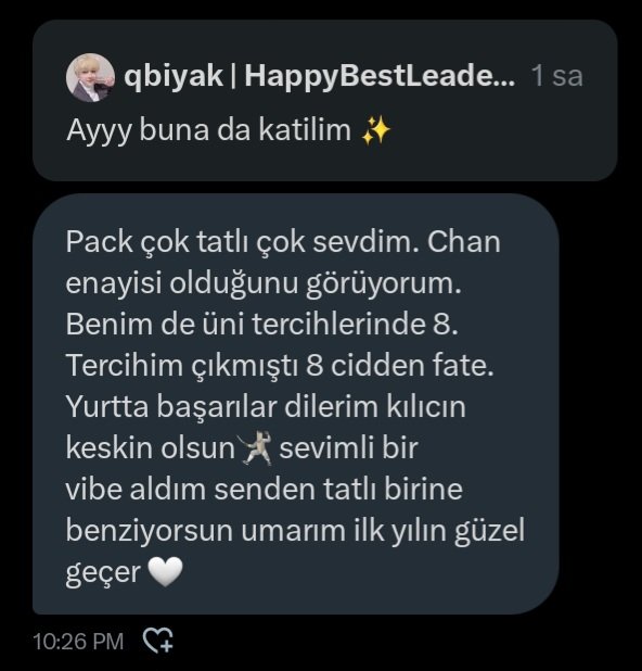Profil resmin guzelmiss tatliss chan enayisi olmak güzeldir sağlam biri bende seung enayisiyim mesela kader ortagiyiz uni hakkind abir şey soyleyemem çünkü daha lisedeyim ama güzel bir üniversite hayatın güzel bir kariyer hayatın olurr