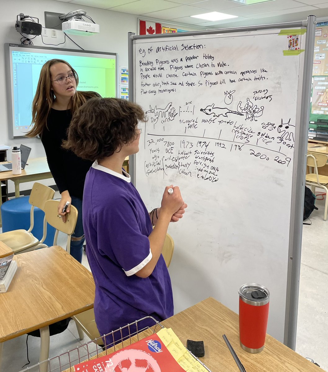 More thinking in Gr9 Science. The use of vertical workspaces and random groups motivates students to do an incredible amount of learning in one class period giving us time to do more investigative activities #rvsed <a href="/IndusRvs/">Indus School</a>