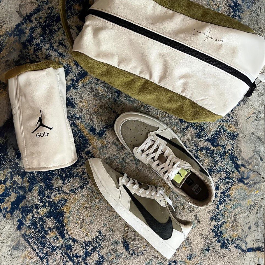 SoleRetriever's tweet image. DETAILED LOOK: Travis Scott x Air Jordan 1 Low Golf 🔥 🌵 ⛳️ 

📹 everydaydrew