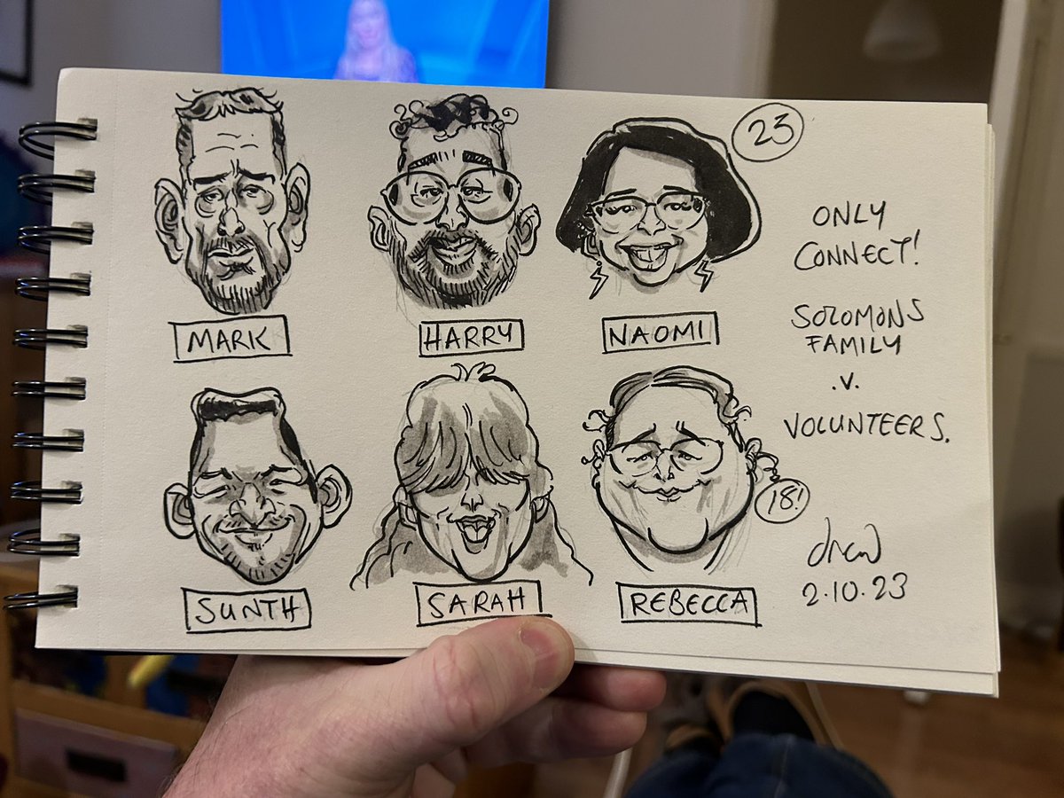 Well played, #solomons! #quizzymondays #onlyconnect #bbcquiznight #caricature #livedrawing @OnlyConnectQuiz @VictoriaCoren