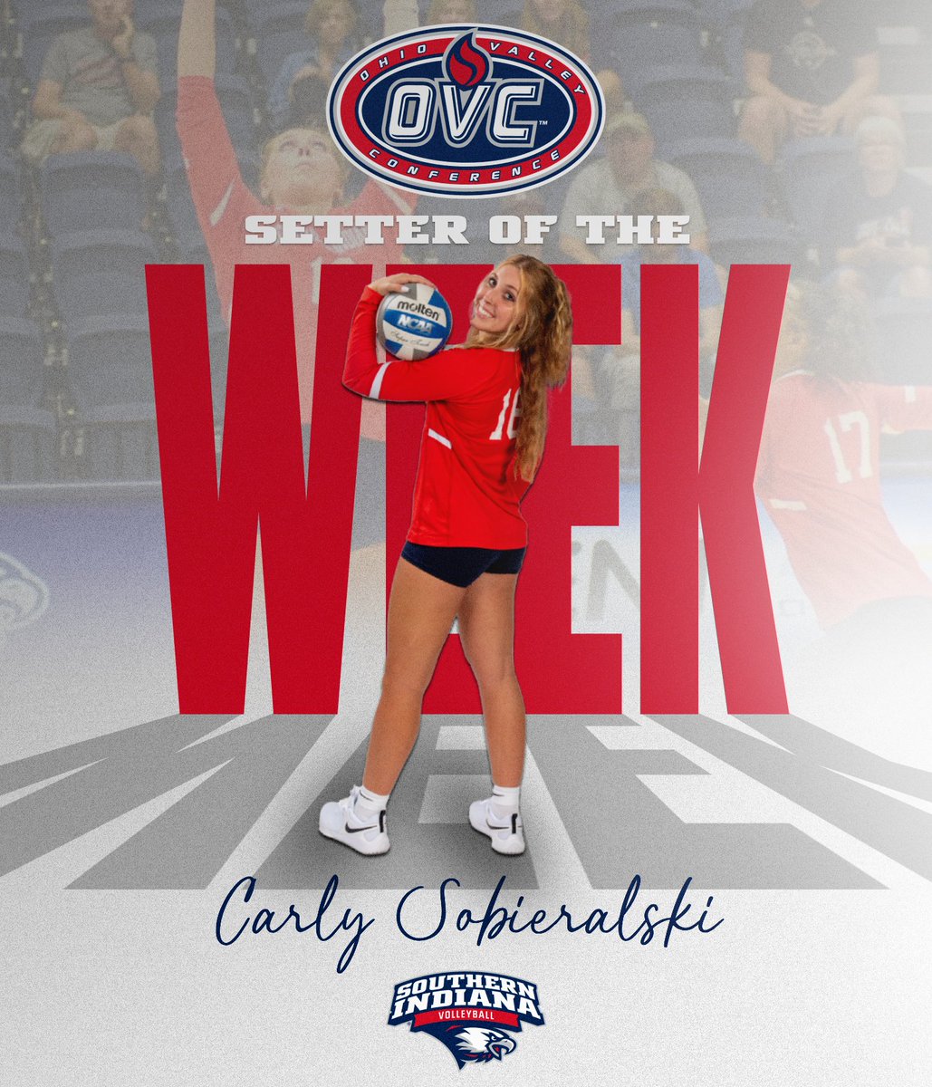 𝐎𝐕𝐂 𝐏𝐋𝐀𝐘𝐄𝐑𝐒 𝐎𝐅 𝐓𝐇𝐄 𝐖𝐄𝐄𝐊🏐🦅 

Senior Leah Anderson and junior Carly Sobieralski took home <a href="/usiwvolleyball/">USI Volleyball</a>'s first-ever <a href="/OVCSports/">Ohio Valley Conference</a> weekly honor! 

📰: bit.ly/3F0vmjZ

#GoUSIEagles #OVCit