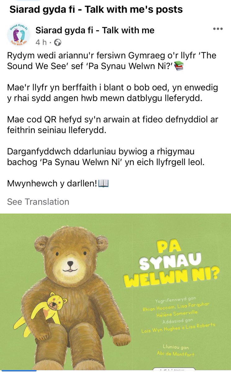 ListenAndLookB1's tweet image. Happy to share this news on #Mondaymotivations 
Deputy Minister for social services Julie Morgan said, 
"I am pleased we have supported the publication of The Sound We See and Pa Synau Welwn Ni? and funded the translation of the book to ensure accessibility." #bilingual