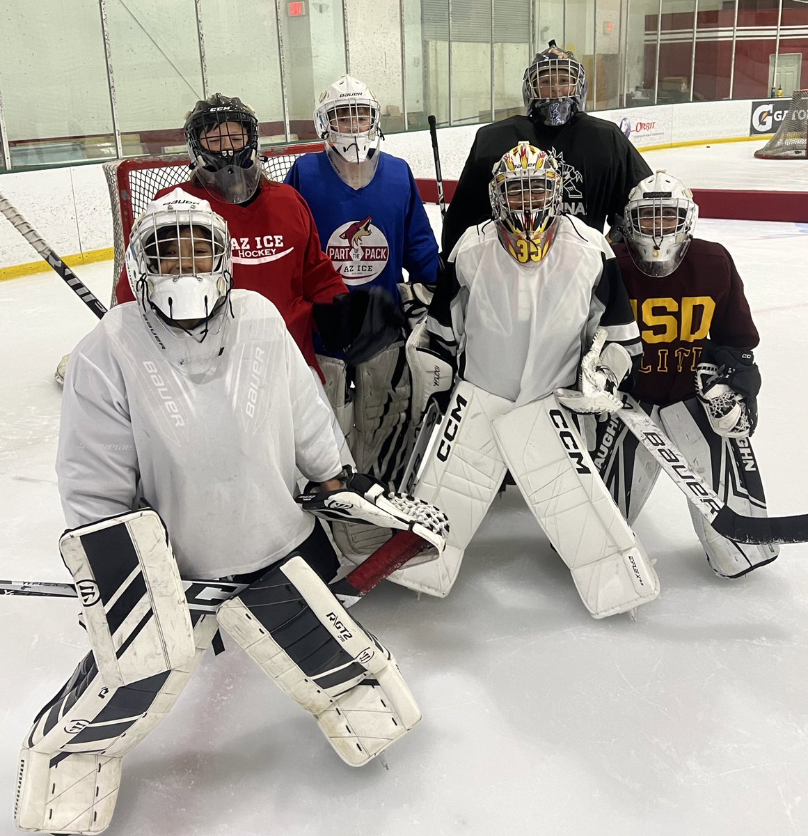 snowmangoalies's tweet image. Learning to be the third defenseman 🫶🏼 #snowmangoaltending #grouplesson #stickhandling #playingthepuck #versatile #goaliecoaching #arizona #development