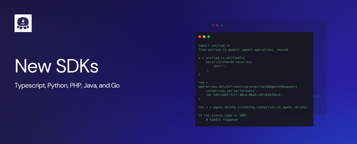 unified_api's tweet image. The latest product updates:

▶️ New SDKs: Typescript, Go, PHP and more
▶️ Enhancements to testing and error codes
▶️ Integrations: new fields and objects

See what&apos;s new — buff.ly/3LENfsm 

#UnifiedAPI #DevTools
