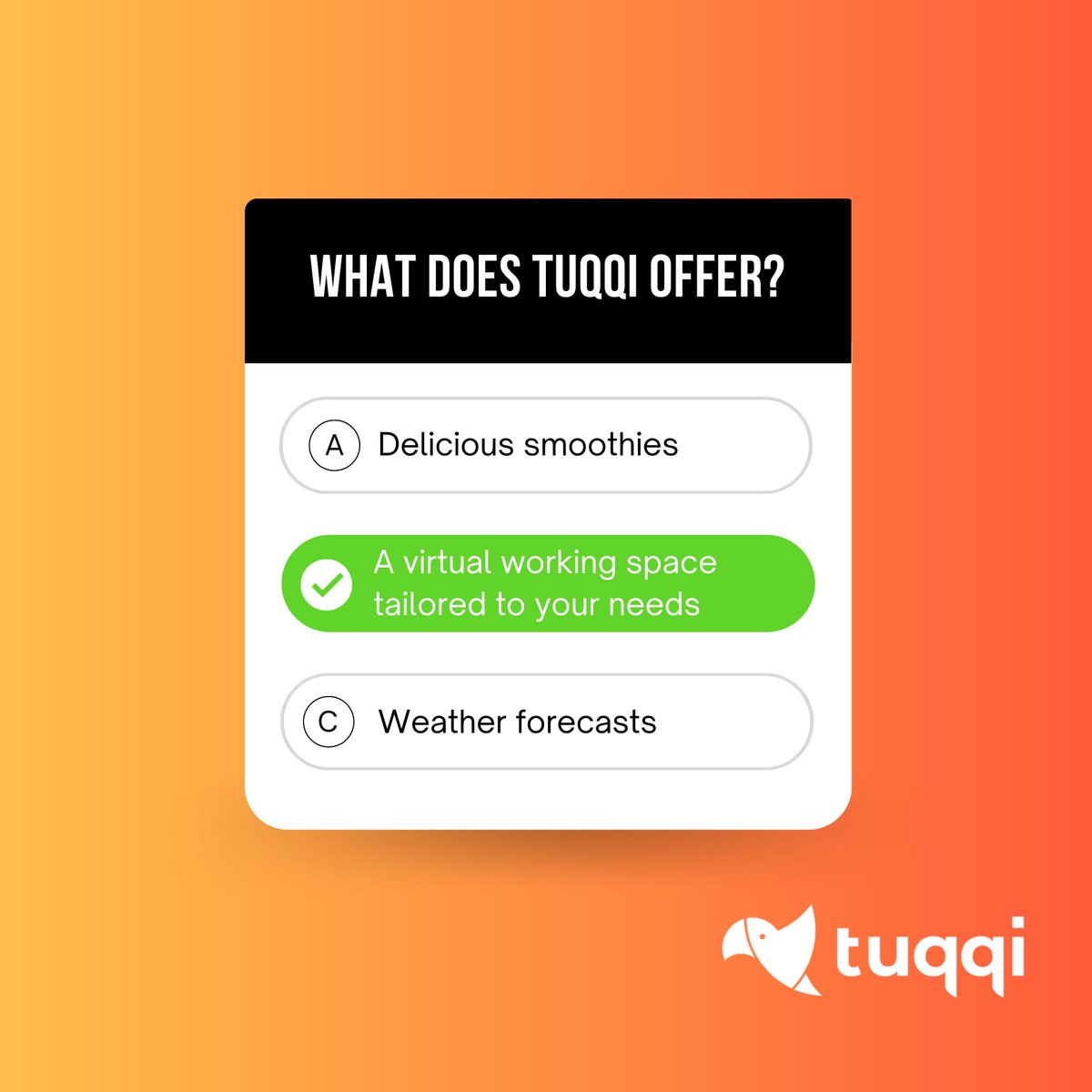 iTuqqi's tweet photo. What does Tuqqi bring to your table? A virtual working space tailored to your needs! https://t.co/TJNI2yRFpj