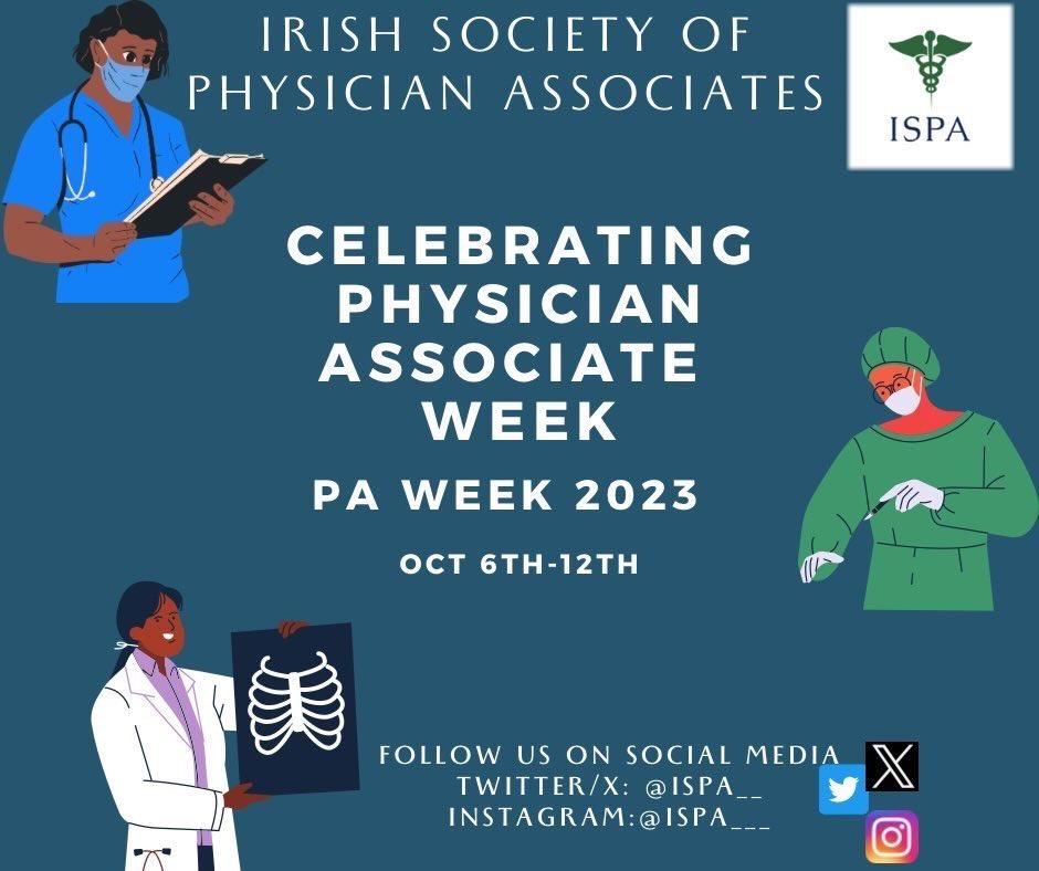 ISPA__'s tweet photo. It’s nearly that time of year again!! #PAWeek #physicianassociate Do you know what PA week is? For more info check out  https://t.co/r40ayE5Kfy @pa_hx @AAPAorg @RCSIpastudies https://t.co/JdfIM54IJD