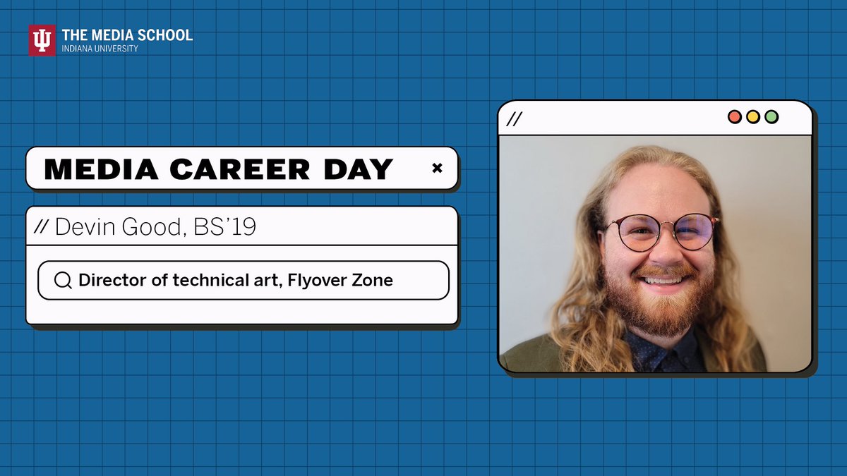 IUMediaSchool's tweet image. Devin Good has worked on a variety of mobile and virtual reality projects ranging from BIG10 sports experiences to Fortune 500 soft skills trainings. Talk to @GoodDevin during his last available Career Chat from 10:30-10:50 a.m. go.iu.edu/4QNC