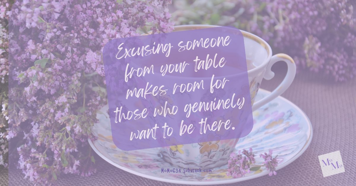 MoMo634Podcast's tweet photo. ICYMI: You won't be everyone's cuppa tea . . . and that's okay! Excusing someone from your table makes room for those who genuinely want to be there! https://t.co/RKX8a5HIbv #MoMoisms #MotivatingTips #mondaythoughts #Monday #MotivationalMonday #MondayMotivation https://t.co/s9Aixf2kxU