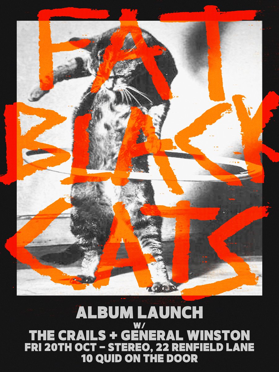 Fat Black Cats are releasing their 1st album Friday 20th October. Come see us play it live. Support from The Crails + General Winston (Aberdeen)
Tickets available through skiddle:
skiddle.com/.../Fat-Black-…