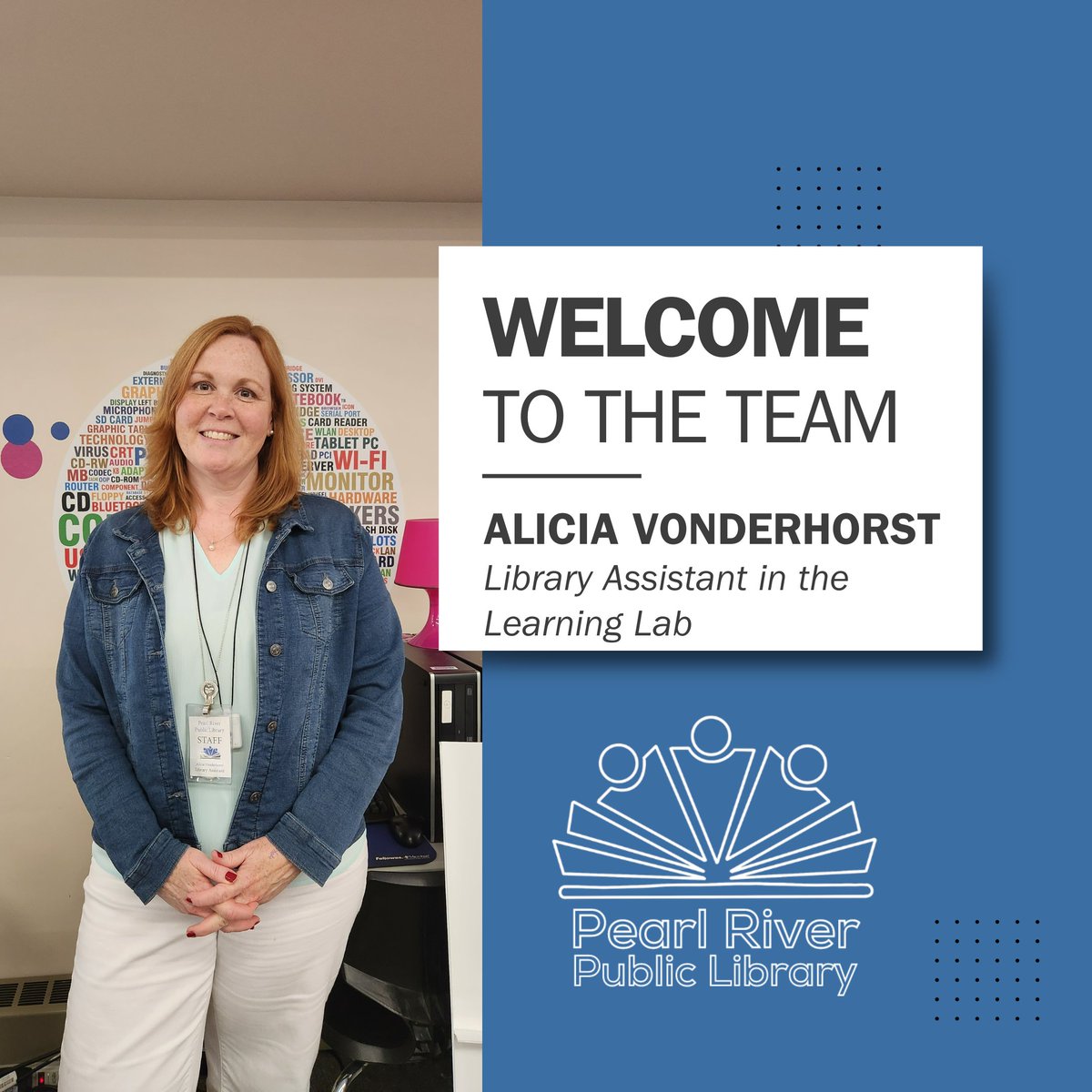 pearlriverlib's tweet image. We&apos;re delighted to share that Alicia Vonderhorst has officially taken on a full-time role as a Library Assistant in the Learning Lab, working alongside John. Join us in celebrating this wonderful milestone in Alicia&apos;s career! 📖👏 #LibraryTeam #NewBeginnings