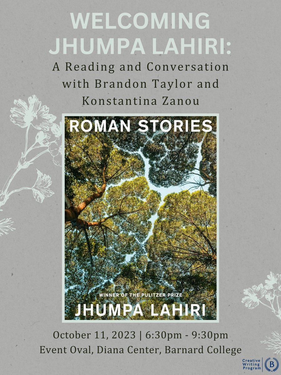 We’re delighted to host the extraordinary Jhumpa Lahiri next week for a reading and conversation with Brandon Taylor and Konstantina Zanou! The event is sold out, but please join our waitlist at forms.gle/iBGGDaYcw1X4aQ… if you'd still like to attend. Hope to see you there!