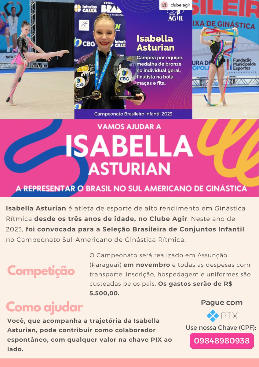 rodrigoasturian's tweet photo. Todos que nos conhecem sabem que a gente sempre incentivou o esporte.Desta vez precisamos muito de qualquer ajuda para que a Isa possa participar do Camp.Sul Americano, que será realizado em nov. no Paraguai.A todos que puderem ajudar, nossa gratidão. Chave PIX (CPF): 09848980938 https://t.co/2RlTYn4AVR