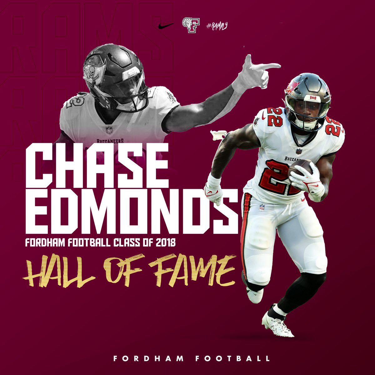 FORDHAMFOOTBALL's tweet image. Join us in celebrating @ChaseEdmonds22 and his fellow inductees at the @FordhamRams Hall of Fame Ceremony on October 5th!

Link to Register: news.fordham.edu/event/fordham-…

#RAMILY