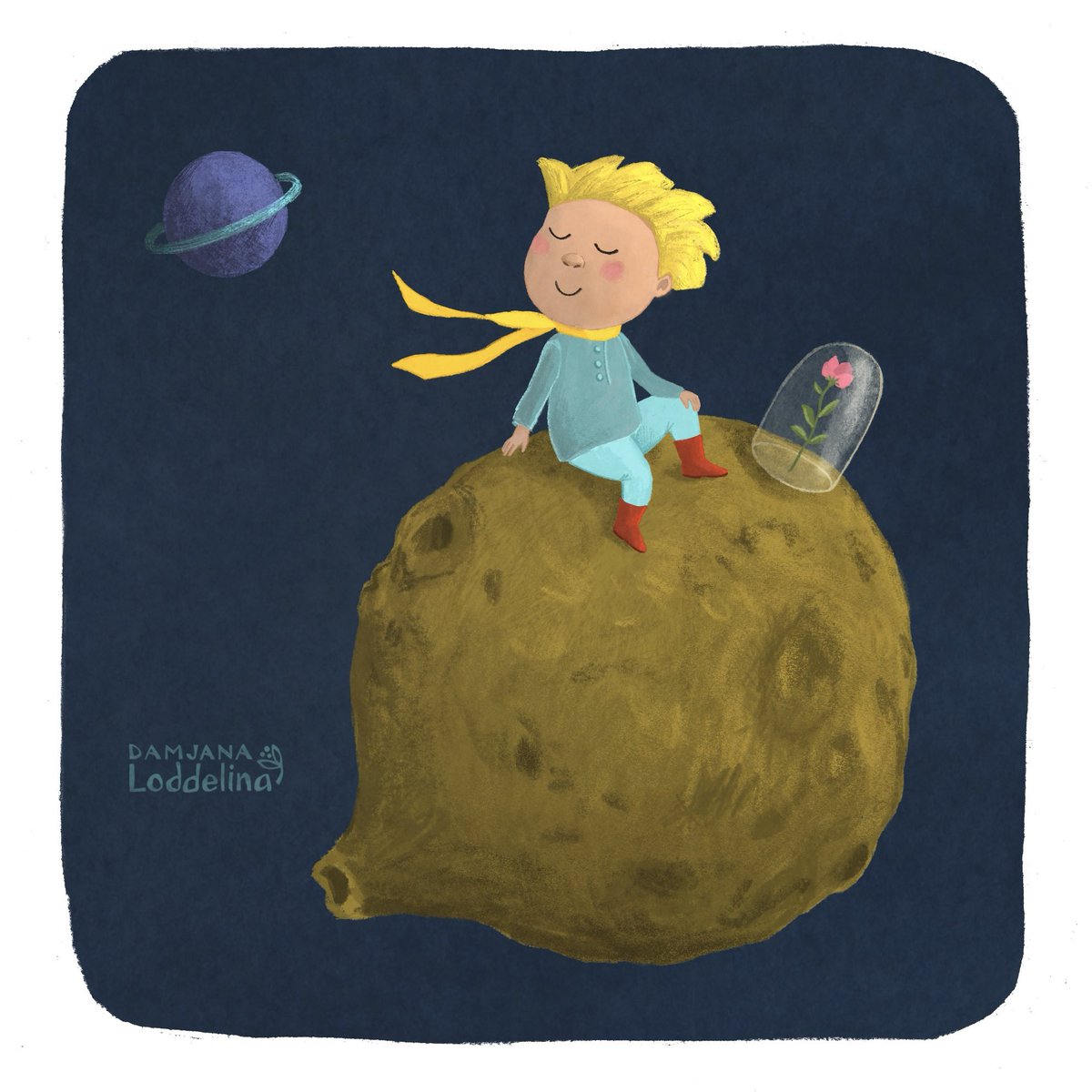 Loddelina's tweet image. #peachtober23 , Day 2: 🪐cosmos 
#loddelina #kidlit #childrensbooks #lepetitprince