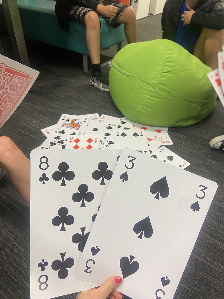 🃏 Just upped my #youthwork game with some giant playing cards! 🌧️ Spent a rainy Monday with our amazing 'getting social' participants. 
#EngagingYouthWork