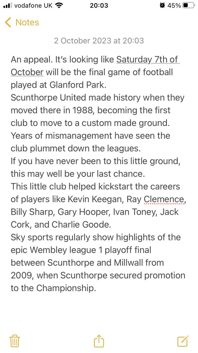 Please spread the word <a href="/JeffStelling/">Jeff Stelling</a> <a href="/GNev2/">Gary Neville</a> <a href="/AlexScott/">Alex Scott</a> <a href="/TheAthletic/">The Athletic</a> <a href="/GaryLineker/">Gary Lineker</a> <a href="/BeefyBotham/">BeefyBotham</a> potentially the last chance to visit this iconic little ground.