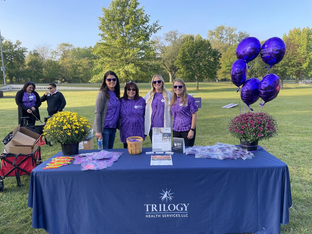 WoodBridgeHC's tweet photo. We enjoyed the beautiful weather this weekend with a trip to Kokomo to join a few of our sister campuses for Kokomo’s Walk to End Alzheimer’s   💜🤍 #EndAlz #TrilogyLiving #BFF #whyitrilogy https://t.co/3mXdthLJtM