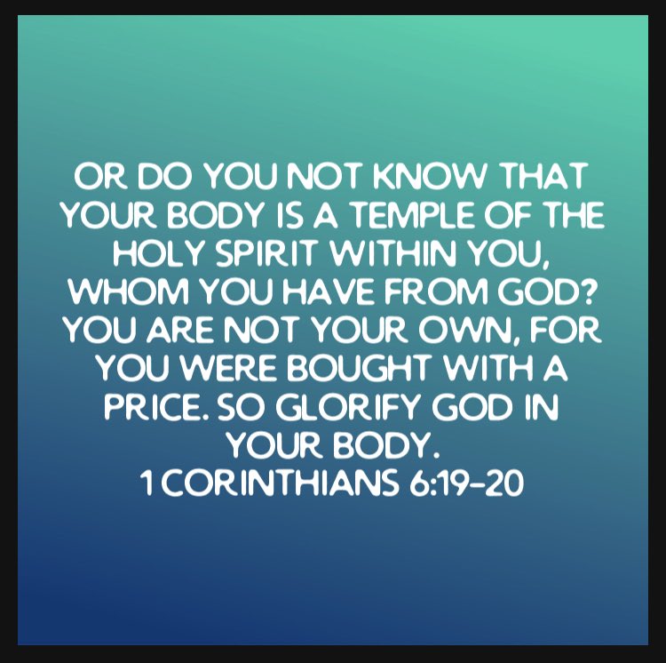 VerucaAsault's tweet photo. The world thinks we own our bodies. This is what the Bible says on the matter. I believe this speaks directly to both the abortion and gender conversations. Being in Christ means submitting your body to him. Not submitting to Christ is rebellion against your creator. https://t.co/WL8dPVQU3w