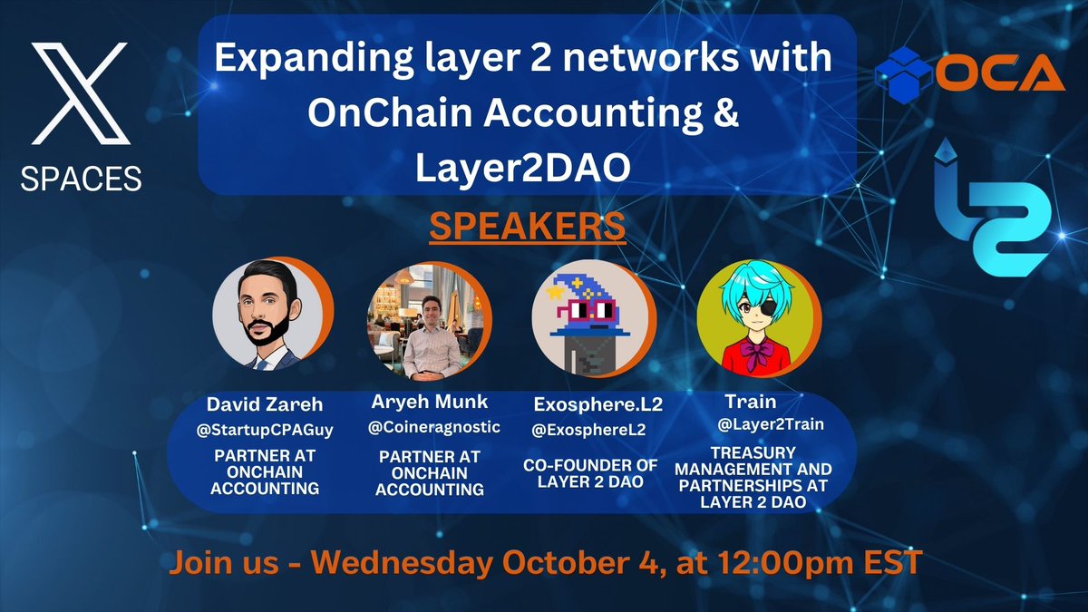 We are super excited to be sharing an X Space this Wednesday at 12pm est with the Layer2DAO to discuss the Layer 2 ecosystem. We will be covering different emerging layer 2's, latest trends, and more. If you'd like us to cover something specific, or have a question for us,  shoot
