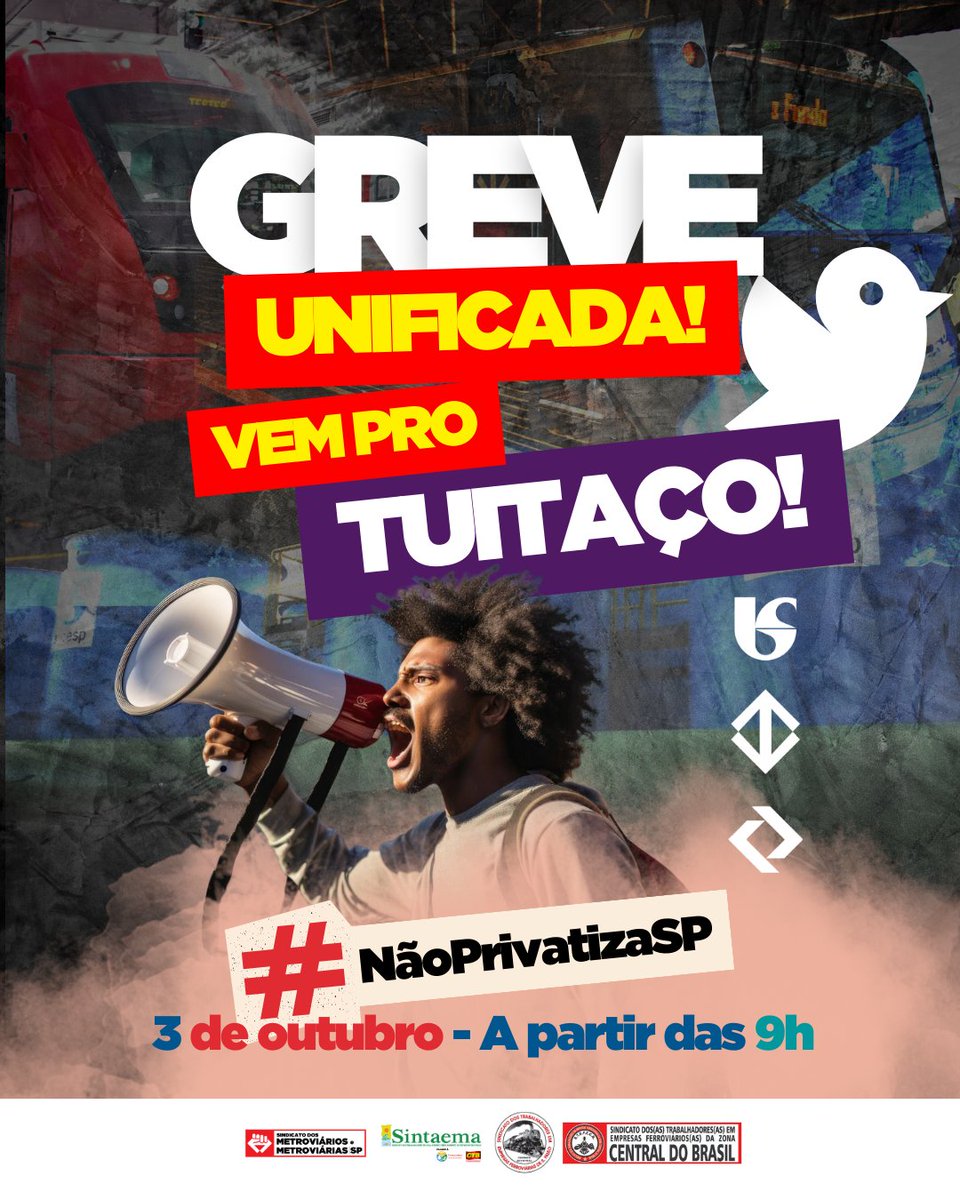 RozinadeJesus's tweet photo. Amanhã tem tuitaço contra a privatização da Sabesp, Metrô e CPTM! Vamos todos participar do #tuitaco e mandar um recado para o fantoche do Bozo! #contraasprivatizacoes https://t.co/kmc2jzCMYn
