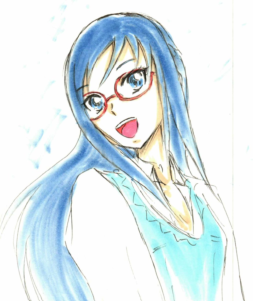 菱川六花 「#1日1六花(247)昨日の投稿し忘れ。「メガネの日」にメガネ六花を描かなかった」|沖庵のイラスト