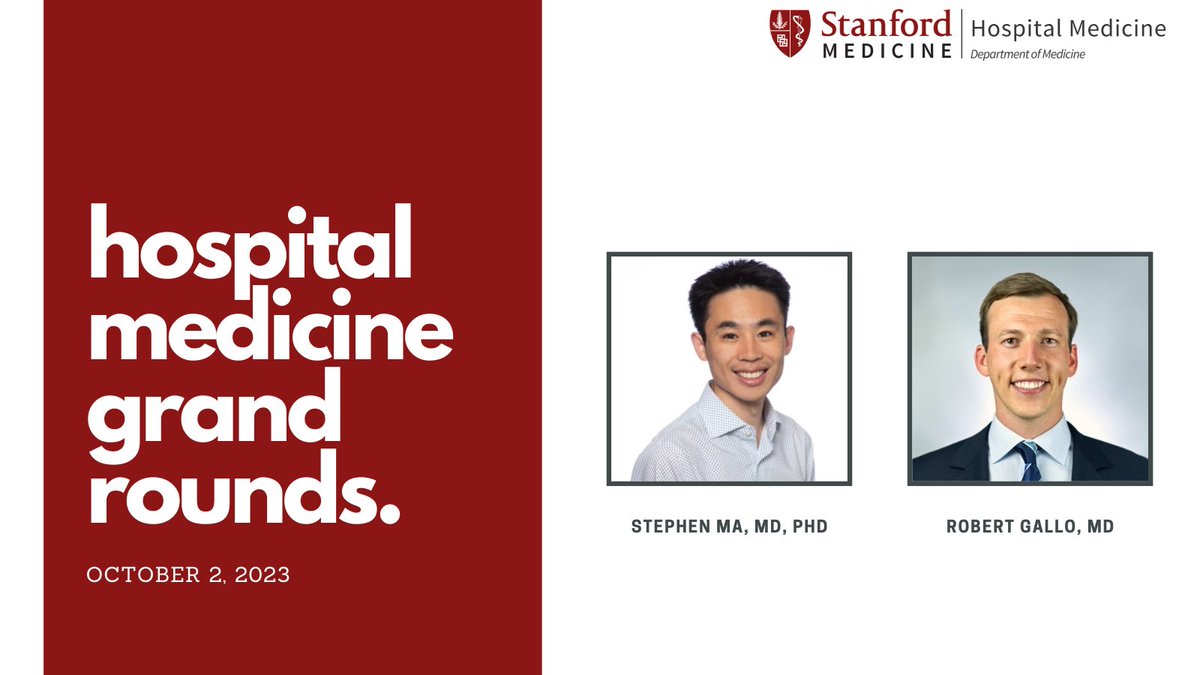 Wonderful Hospital Medicine Grand Rounds today with Drs. <a href="/StephenMaMDPhD/">Stephen Ma</a> and Robert Gallo presenting on Design and Evaluation of Machine Learning Interventions in Clinical Contexts! <a href="/Neera_Ahuja/">Neera Ahuja</a>
