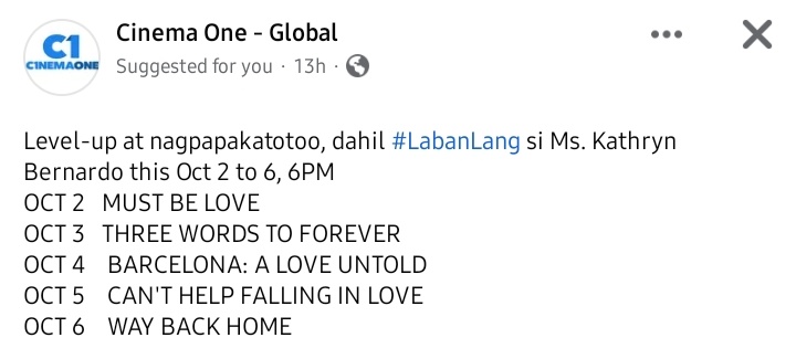 alivingflower's tweet image. Cinema One - Global every 6pm 😉 #LabanLang si Ms. Kathryn Bernardo