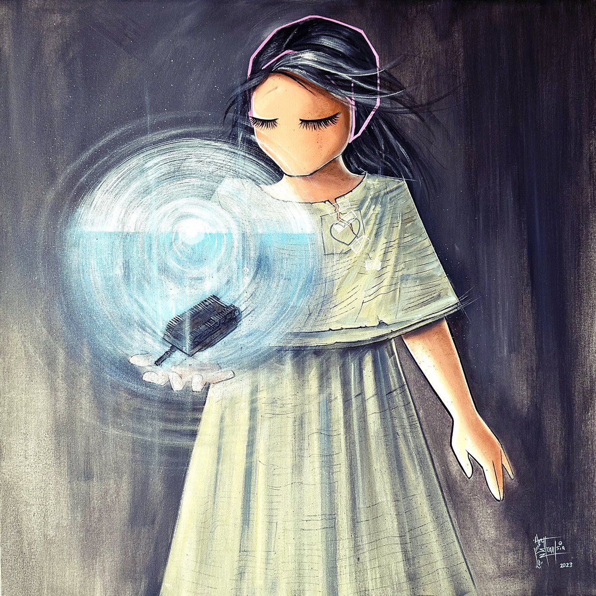 ShamsiaHassani's tweet photo. The second piece from “The Dreamer” series / اثر دوم از مجموعه خیال باف
Imagine a world without war !
This dream is about ending war in the world…
I want the war to sink and die … https://t.co/0PrVfUjtjs