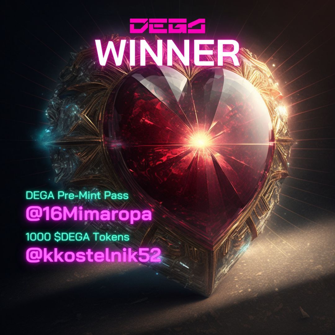 DEGA_org's tweet photo. We have two remarkable winners to celebrate today in the #DEGA DailyChallenge:
๐ฅ @16Mimaropa - You've secured the coveted Pre-Mint Pass! ๐
๐ฅ @kkostelnik52 - Congratulations on winning 1000 $DEGA Tokens! ๐ฐ
To claim your prize, DM your address to @DEGA_community
#GoDegan ๐ฅ https://t.co/hw3koPYYVz