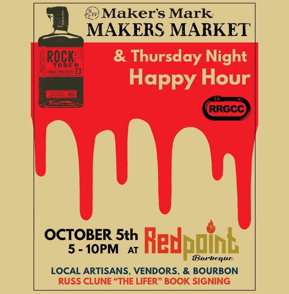 Calling all Red River Climbers!⁠

We have a special Rocktoberfest event to share with you.⁠

Presenting our Thursday Night HAPPY HOUR!!⁠

We'll be holding this at Redpoint BBQ on October 5th from 5pm-10pm⁠

#RRGCC #redrivergorgeclimberscoalition #rocktoberfest2023