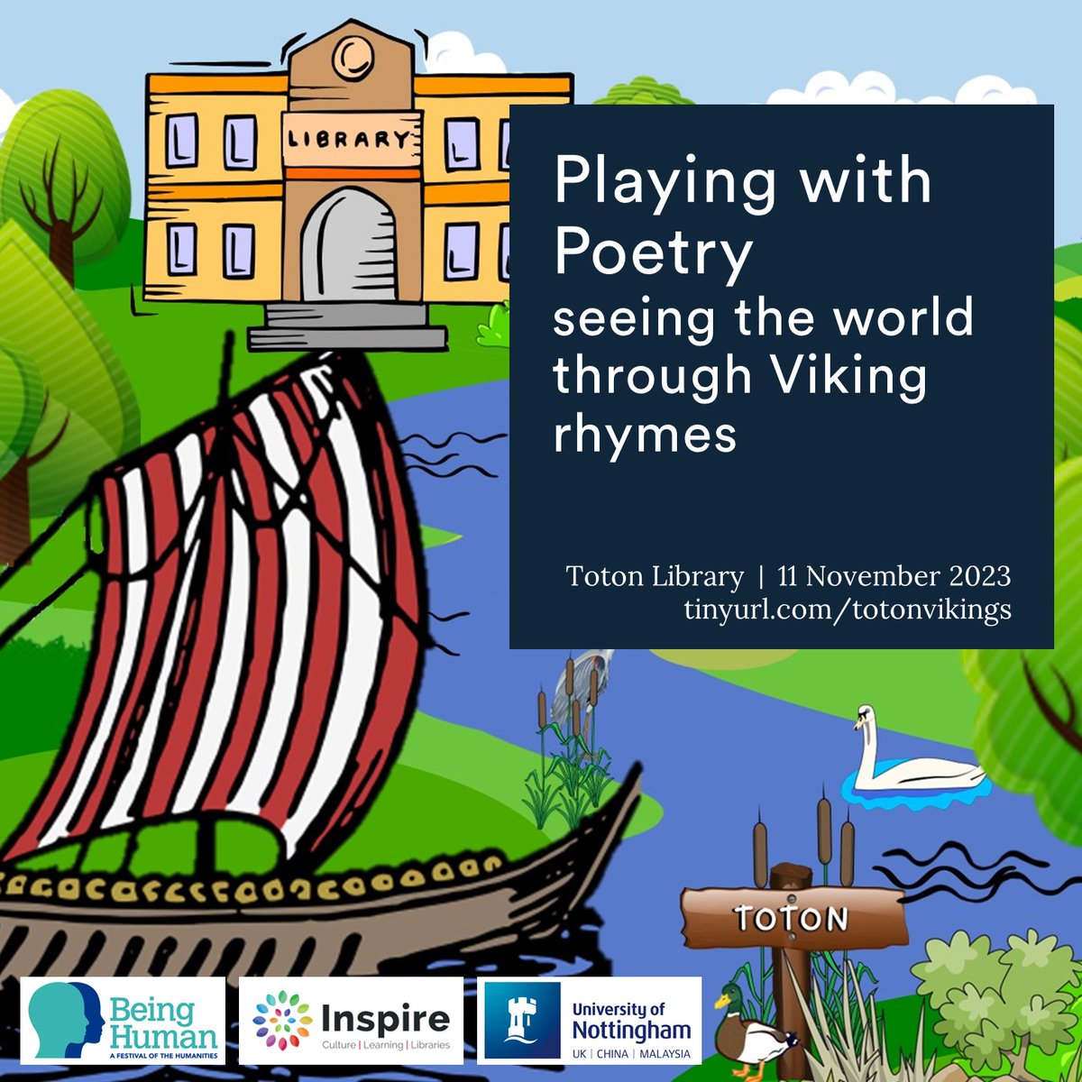 Really excited to be running a #Viking event for <a href="/BeingHumanFest/">Being Human Festival</a> 2023! We'll have kennings, myths, artefacts, and some of our wonderful <a href="/UoNCSVA/">UoN CSVA</a> student volunteers for a family-friendly activity day. Where better than Toton, centre of a whole category of Viking #placenames... ?