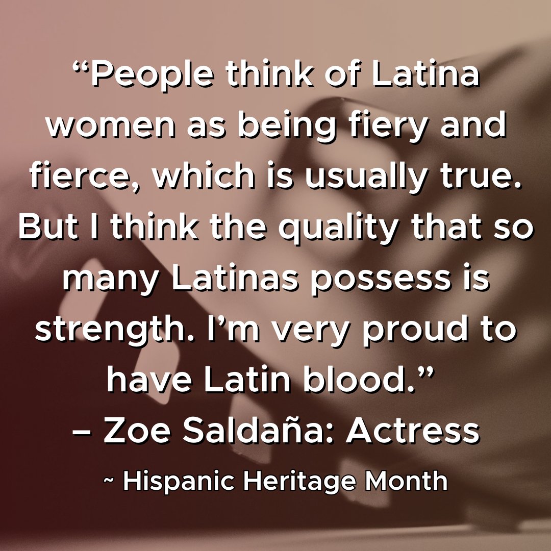 “People think of Latina women as being fiery and fierce, which is usually true. But I think the quality that so many Latinas possess is strength. I’m very proud to have Latin blood.” – Zoe Saldaña #MondayMotivation #JerseyArts #HispanicHeritageMonth