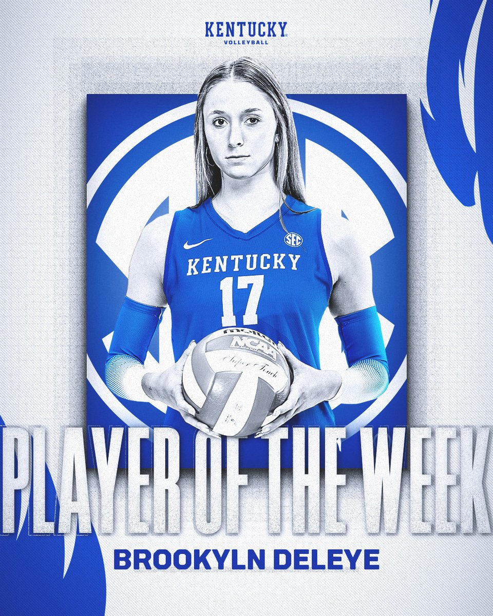 Kentucky Volleyball (@kentuckyvb) on Twitter photo 🏆 SEC Player of the Week
🏆 SEC Offensive Player of the Week
😼 <a href="/BrooklynDeleye/">Brooklyn DeLeye</a>
#WeAreUK x <a href="/SEC/">Southeastern Conference</a> 🏆 SEC Player of the Week
🏆 SEC Offensive Player of the Week
😼 <a href="/BrooklynDeleye/">Brooklyn DeLeye</a>
#WeAreUK x <a href="/SEC/">Southeastern Conference</a>