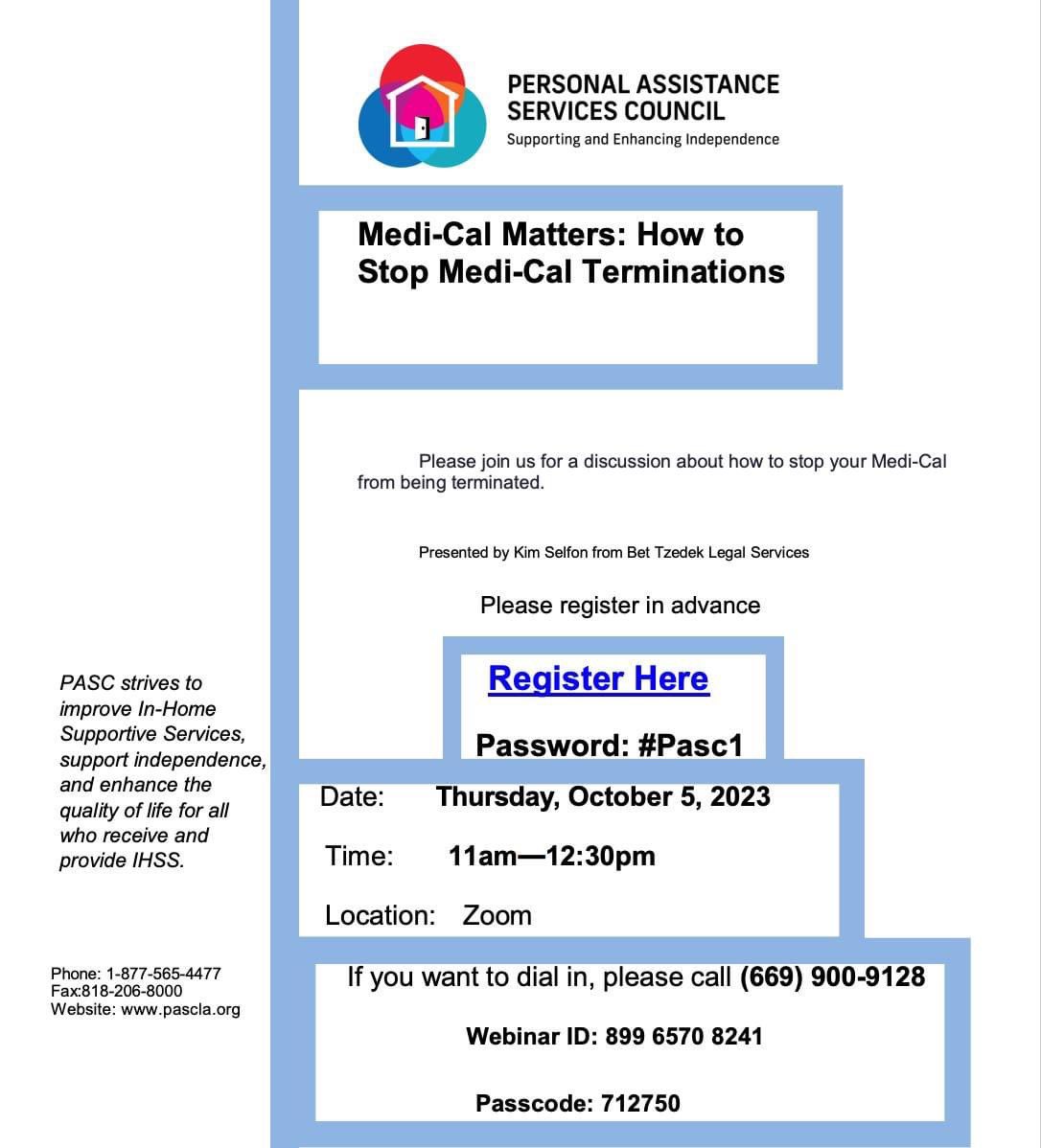 pasc_la's tweet photo. Please join us for a discussion about how to stop your Medi-Cal from being terminated. Presented by Kim Selfon from @bettzedek  Legal Services.
Please register in advance https://t.co/1q8GDe6stg.

You can find more information on the second part of this post.

#MediCal #pascla https://t.co/XO6KkHwSPW