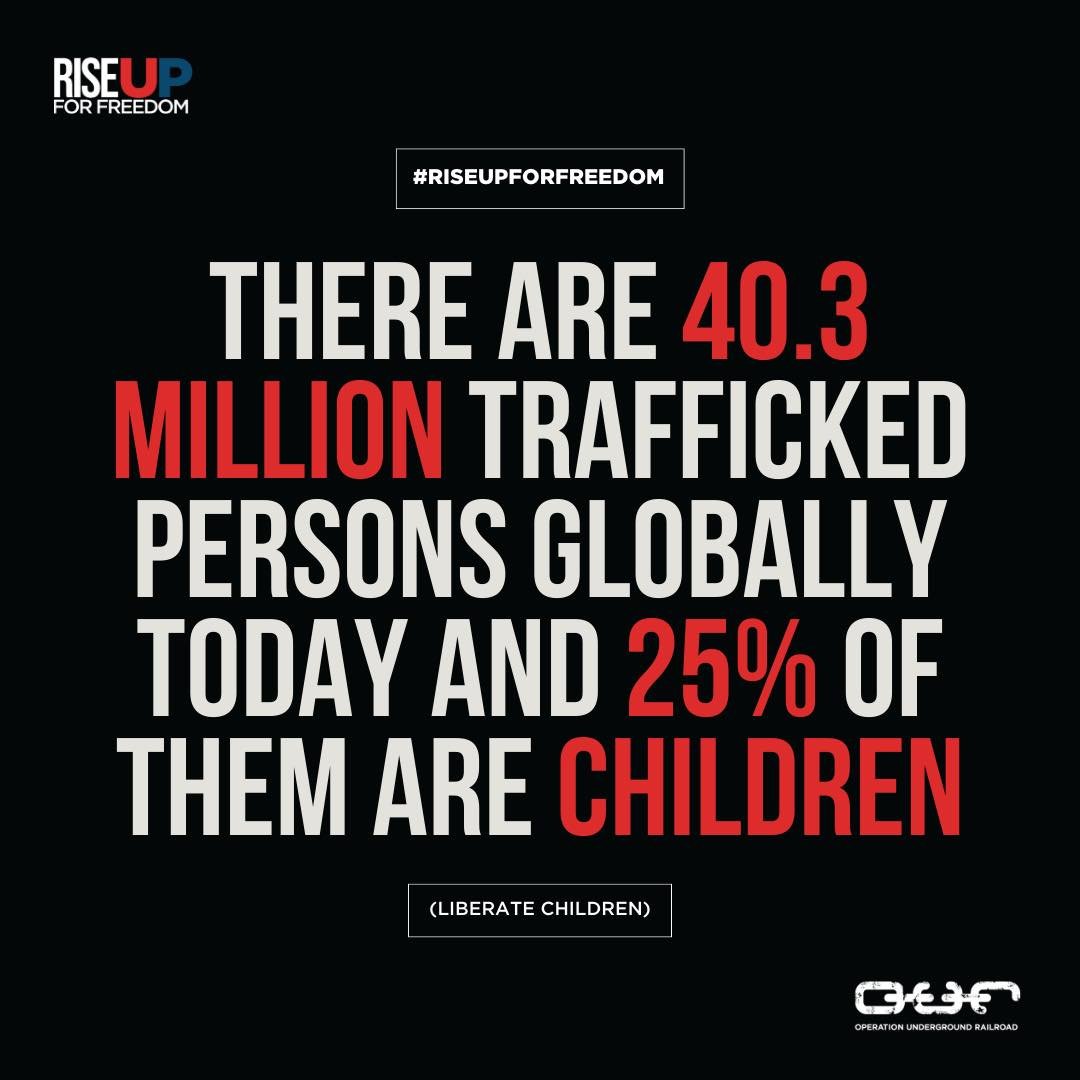 DanielDonda's tweet photo. "Há 40,3 milhões de pessoas traficadas globalmente, hoje, e 25% delas são crianças."
Aproximadamente 10,075,000 crianças são vítimas de tráfico globalmente.
#RiseupforFreedom #SoundOfFreedom
