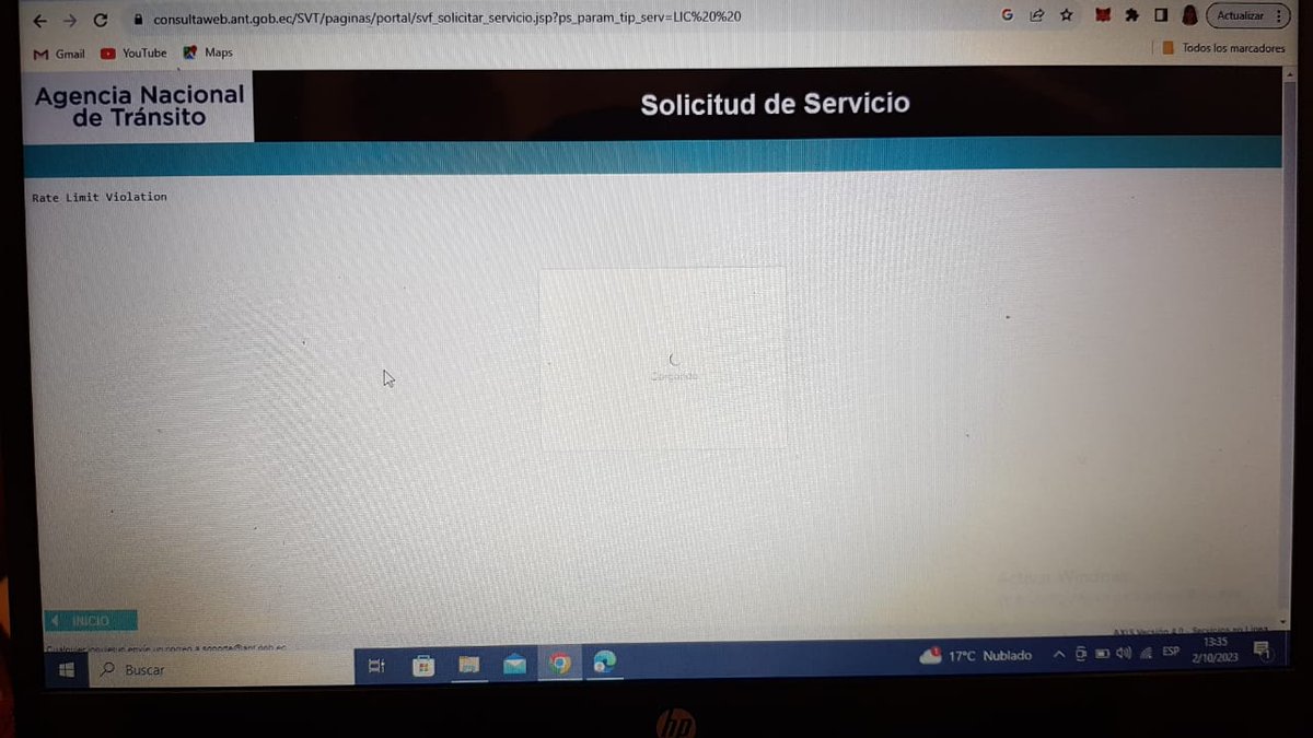Rickydltr's tweet photo. @ANT_ECUADOR la página para tomar turno para licencia no sirve por favor arreglarla, @Presidencia_Ec @DEFENSORIAEC  , requerimos servicios funcionando los ecuatorianos @LuisaGonzalezEc @DanielNoboaOk https://t.co/griQiVAWmD