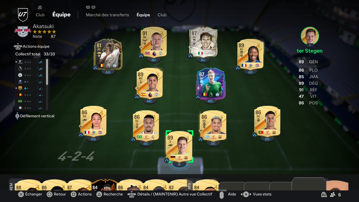 No0Kta's tweet photo. @TwinsFifaHD Salut les pwins, voici mon équipe avec ter stegen, cancelo, bacha, et rodri vendables avec 50K de budget en +. Je joue en 4-4-2 IG et je suis monté D2 avec cette team. https://t.co/t1I3Hntq5b