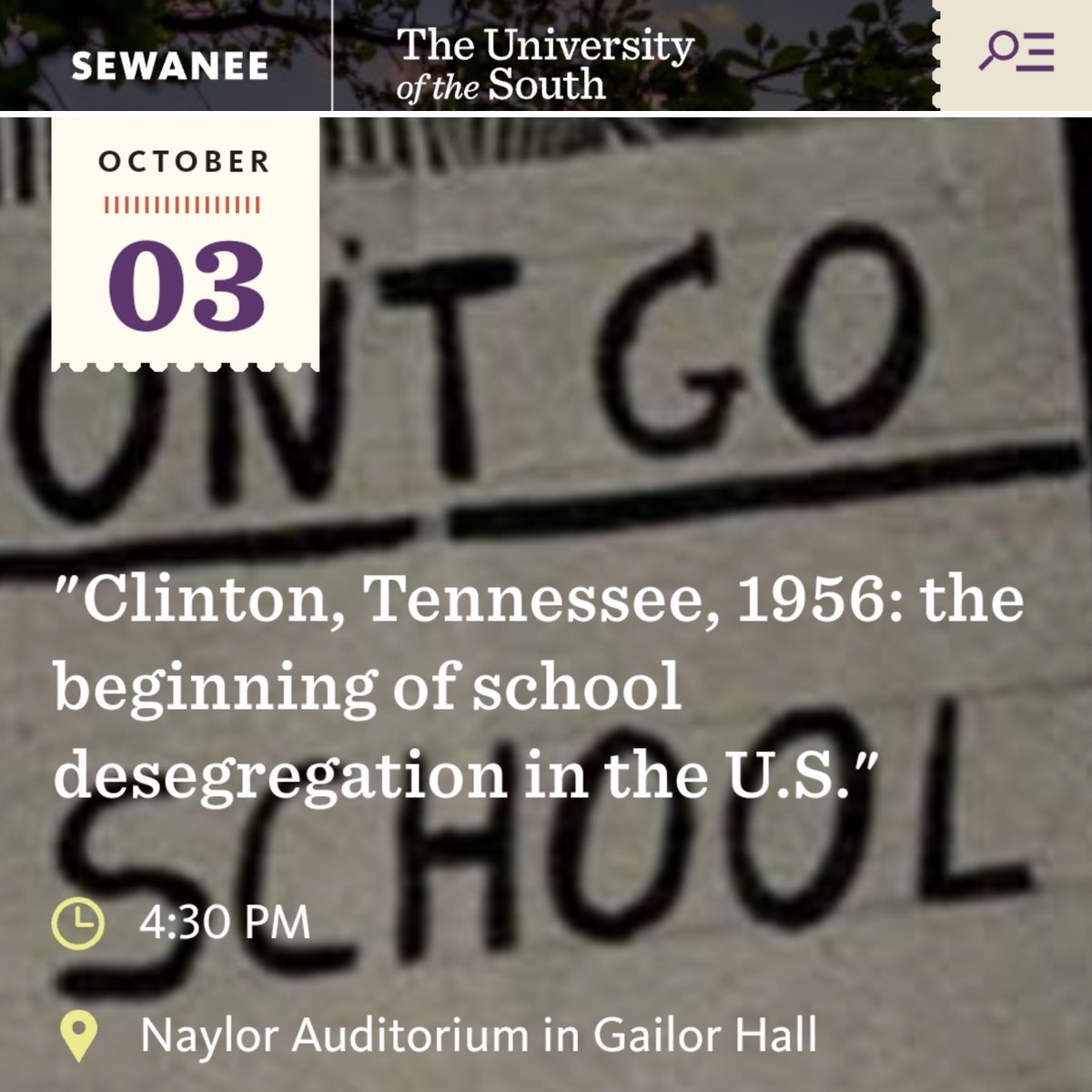 Rachel Louise Martin (@r_lmartin) on Twitter photo Tomorrow, October 3, I get to be at <a href="/univofthesouth/">Univ of the South</a>, one of my favorite places in the world, talking about A Most Tolerant Little Town! Tomorrow, October 3, I get to be at <a href="/univofthesouth/">Univ of the South</a>, one of my favorite places in the world, talking about A Most Tolerant Little Town!