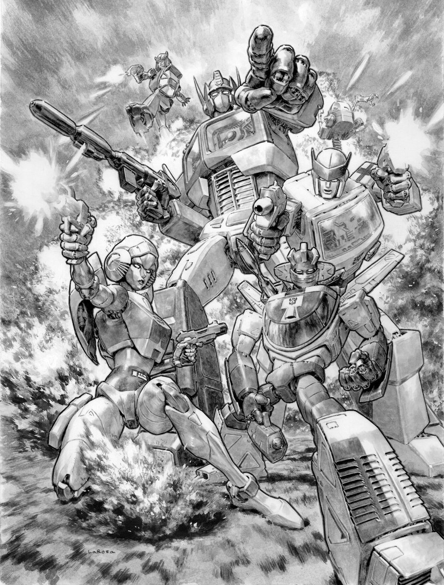 lewislarosa's tweet photo. AUTOBOTS ROLL OUT! Besides dinosaurs, Transformers has been my fave since I was 5yo in 1984. Drawing this cover for the new TF book was bucket list stuff. This’ll be used on the 2nd printing of the 1st issue. Huge congrats to @danielwarrenart @skybound , I can’t wait to read it! https://t.co/Pkg5XNgjbr
