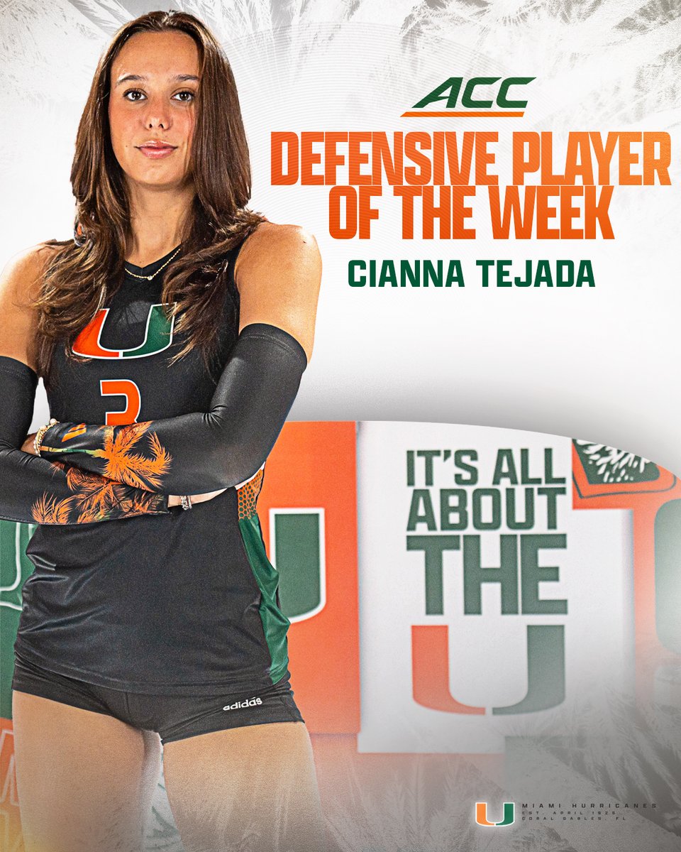CanesVB's tweet photo. The people have spoken 🙌

Congrats to Cianna Tejada and @savannah_vach on capturing this week's ACC honors!

🔗 https://t.co/Sf9SCK77JU https://t.co/DJvD7mAovu