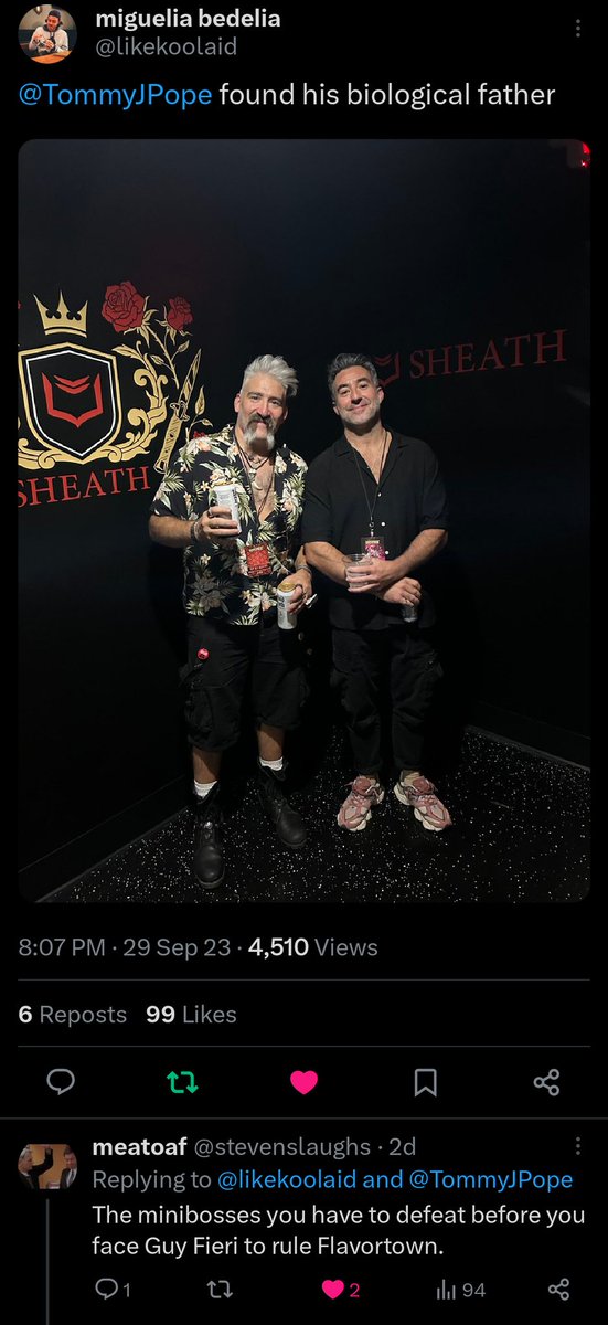 GhostMantis's tweet image. You know you're really old when you're referred to as the father of a guy who has his own frickin grey hair.
P.S.- You should really read the first comment.
@TommyJPope