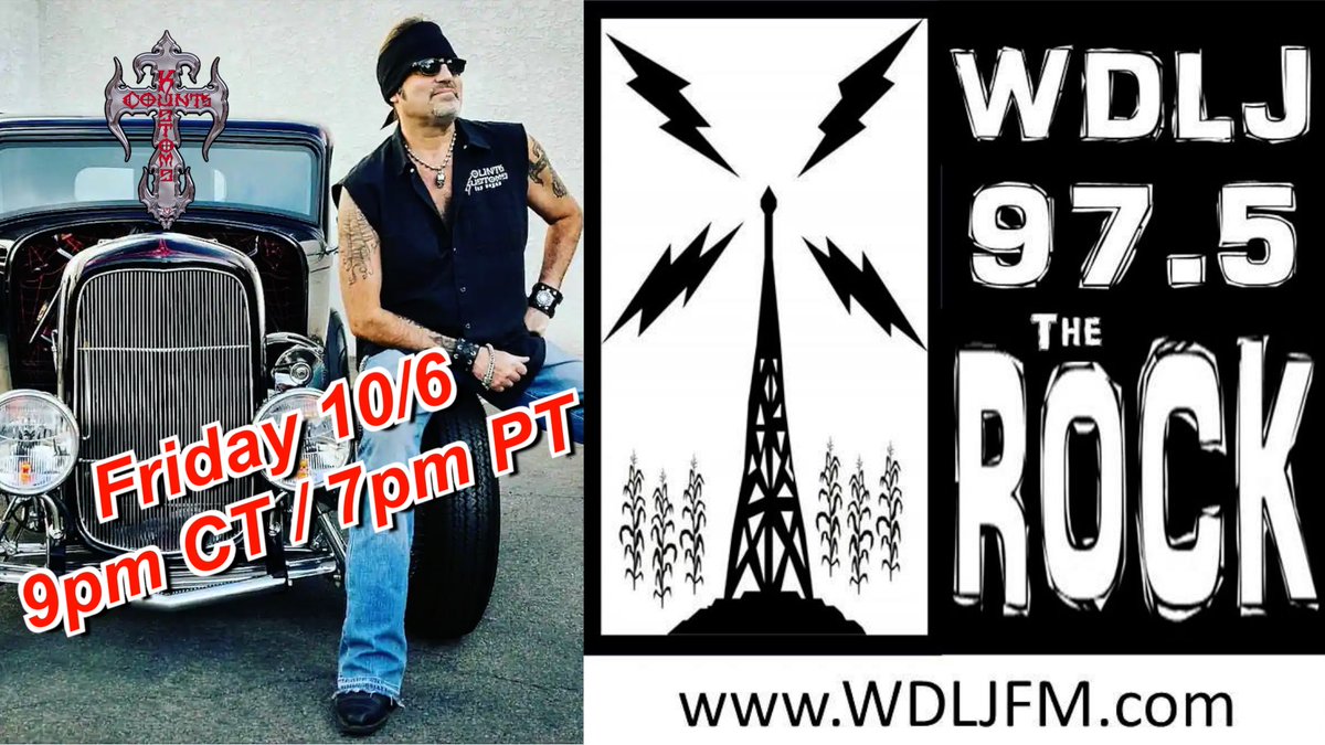 Tune in this Friday to WDLJ 97.5 out of Southern Illinois to hear @DannyCountKoker on a live interview by The Rockzone Legends Show! Danny will be on 9pm Central time, so check it out! You can also log in online to wdljfm.com and listen there as well! #countskustoms