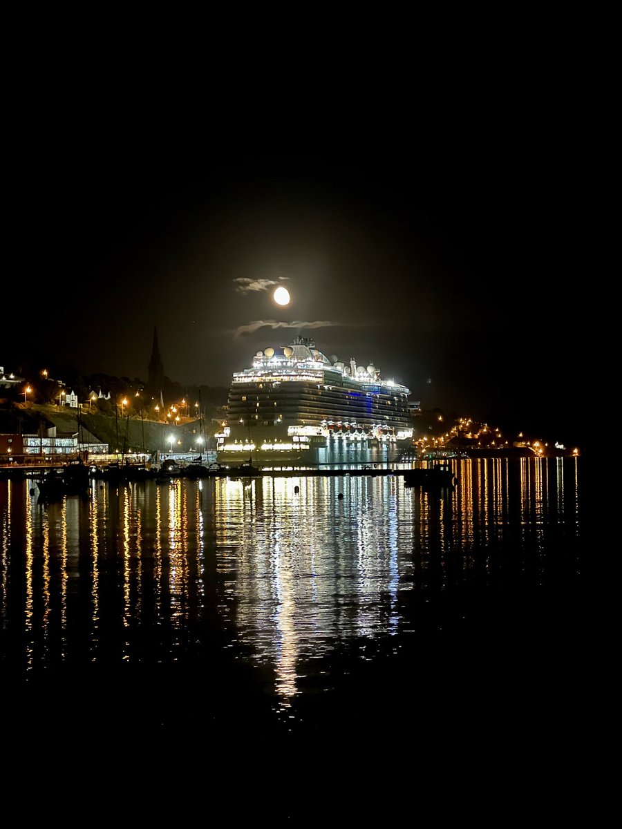 Richard Conachey (@richyspeedbird) on Twitter photo The Moon shining above <a href="/PrincessCruises/">Princess Cruises</a>’ Regal Princess while docked in Cobh tonight for the final time this cruise season. The Moon shining above <a href="/PrincessCruises/">Princess Cruises</a>’ Regal Princess while docked in Cobh tonight for the final time this cruise season.