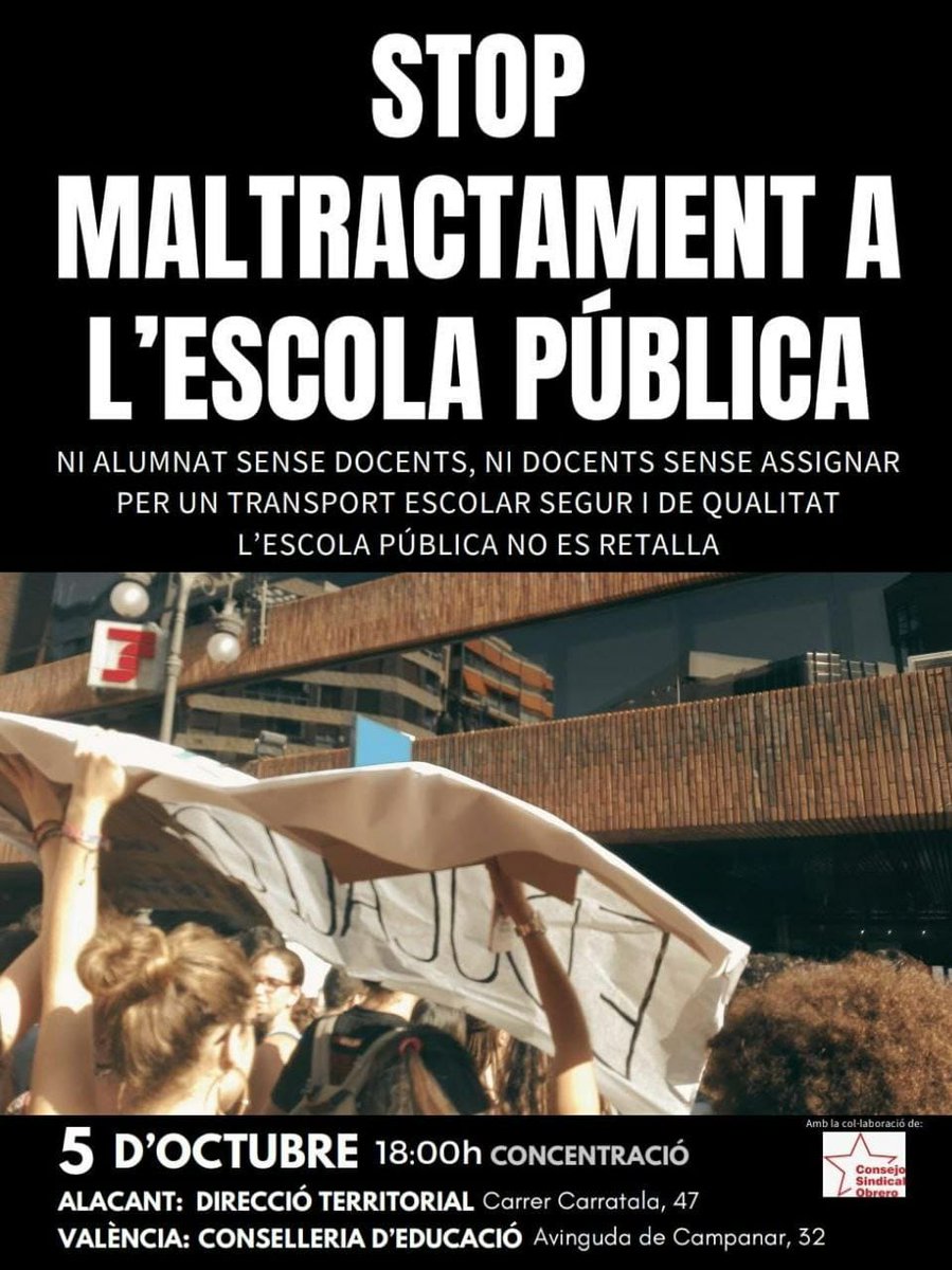 ima_stv's tweet photo. Docents, amics, familiars... Açò ens afecta a tots. Dijous uniu-vos a les concentracions per defensar l'educació pública que mereixem. 💪🏻 #roviradimissió #educaciópúblicaidequalitat https://t.co/Q15YYVPB58