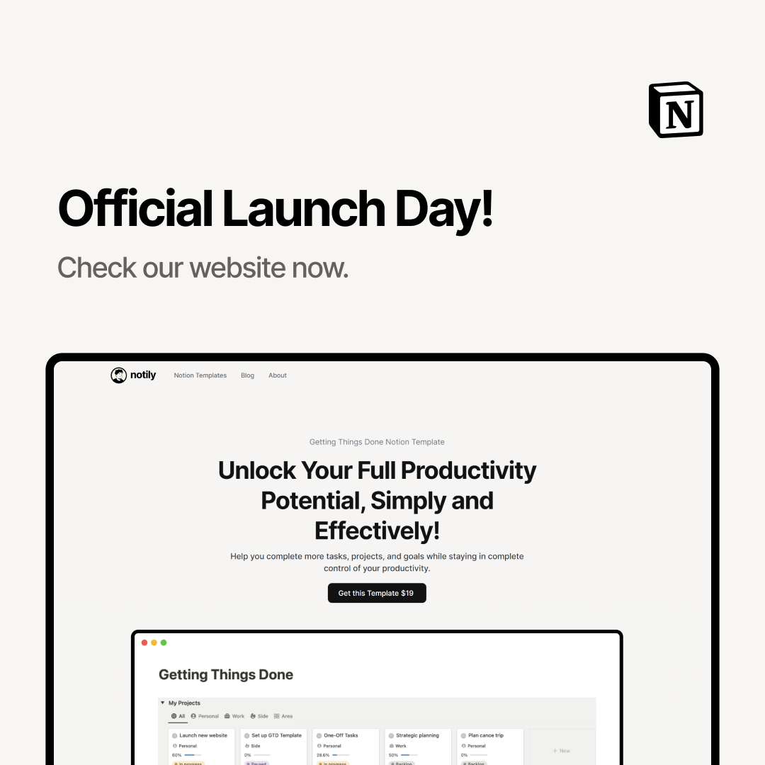 🚀 Big News! Our Notion Template Website is LIVE! 📈🖋️

After months of hard work, we're excited to introduce our brand-new website dedicated to selling premium Notion templates! 🌟

👉 notily.co